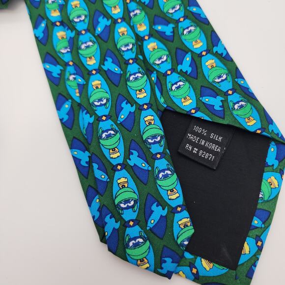 Looney Tunes Marvin The Martian Novelty Neck Tie Blue Green Cartoon Vtg 1990s - Picture 6 of 7